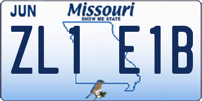 MO license plate ZL1E1B