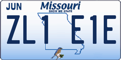 MO license plate ZL1E1E