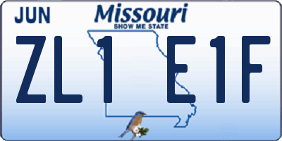 MO license plate ZL1E1F