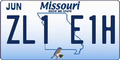 MO license plate ZL1E1H