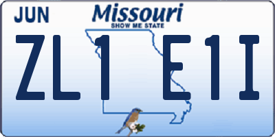 MO license plate ZL1E1I