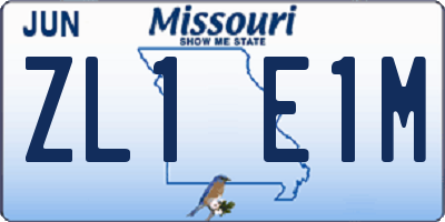 MO license plate ZL1E1M
