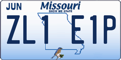 MO license plate ZL1E1P