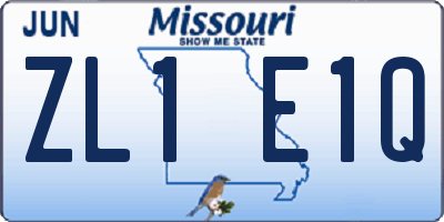 MO license plate ZL1E1Q
