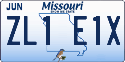 MO license plate ZL1E1X
