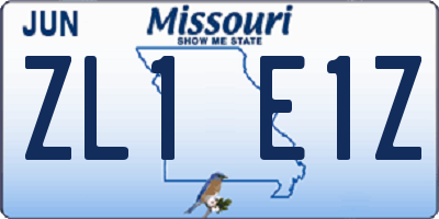 MO license plate ZL1E1Z