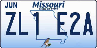 MO license plate ZL1E2A