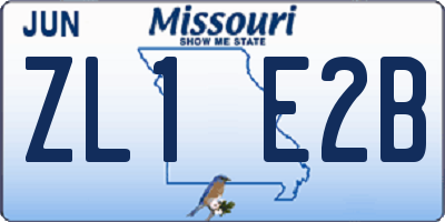 MO license plate ZL1E2B