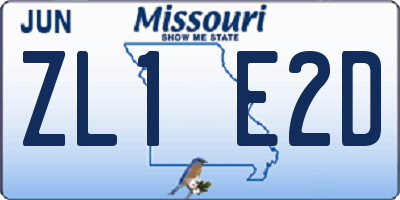 MO license plate ZL1E2D