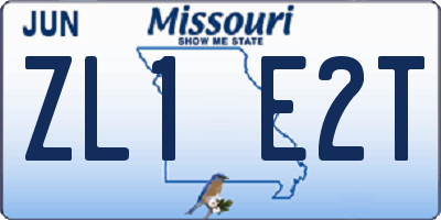 MO license plate ZL1E2T