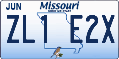 MO license plate ZL1E2X