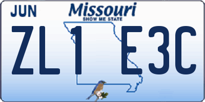 MO license plate ZL1E3C