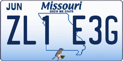 MO license plate ZL1E3G