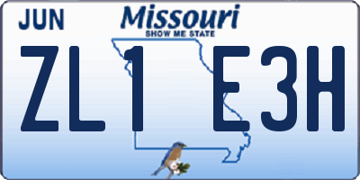 MO license plate ZL1E3H