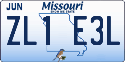 MO license plate ZL1E3L