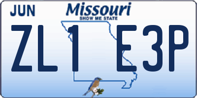 MO license plate ZL1E3P