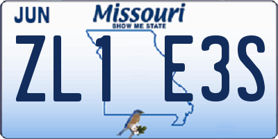 MO license plate ZL1E3S