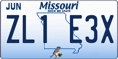 MO license plate ZL1E3X