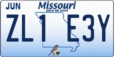MO license plate ZL1E3Y