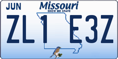 MO license plate ZL1E3Z