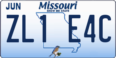MO license plate ZL1E4C