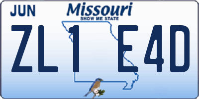 MO license plate ZL1E4D