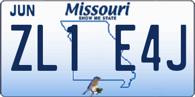 MO license plate ZL1E4J