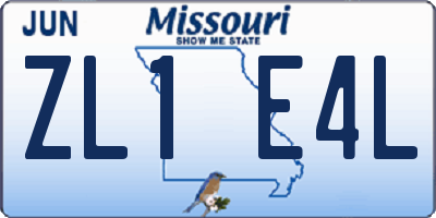 MO license plate ZL1E4L