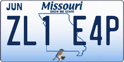 MO license plate ZL1E4P