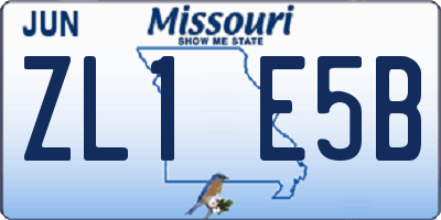 MO license plate ZL1E5B