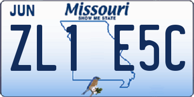 MO license plate ZL1E5C