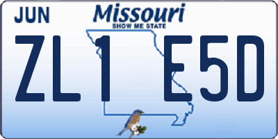MO license plate ZL1E5D