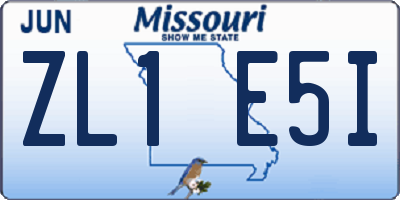 MO license plate ZL1E5I