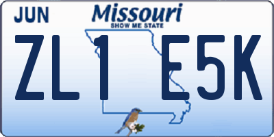 MO license plate ZL1E5K