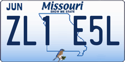 MO license plate ZL1E5L