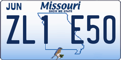 MO license plate ZL1E5O