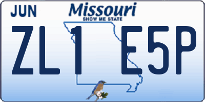 MO license plate ZL1E5P