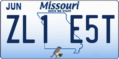 MO license plate ZL1E5T