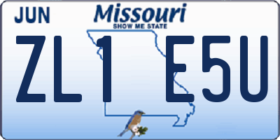 MO license plate ZL1E5U