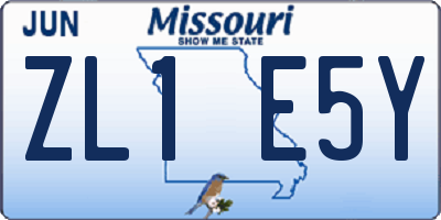 MO license plate ZL1E5Y