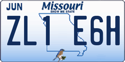 MO license plate ZL1E6H