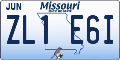MO license plate ZL1E6I