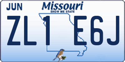 MO license plate ZL1E6J