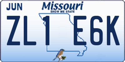 MO license plate ZL1E6K