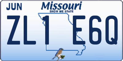 MO license plate ZL1E6Q