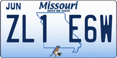 MO license plate ZL1E6W