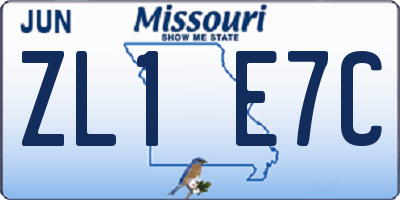 MO license plate ZL1E7C