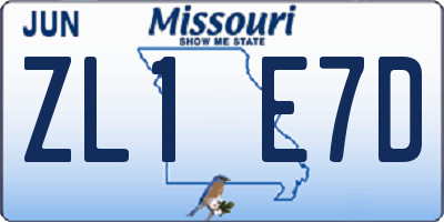 MO license plate ZL1E7D