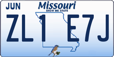 MO license plate ZL1E7J