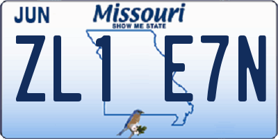 MO license plate ZL1E7N